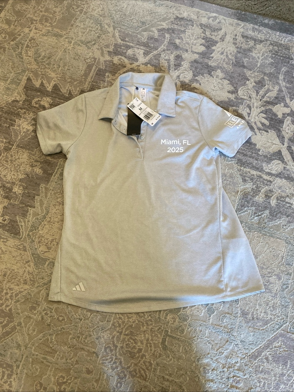 adidas Light Gray Polo with Miami FL 2025 Embroidery
